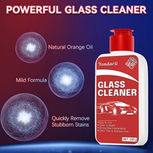 Car Glass Cleaner with Sponge, Car Glass Oil Film Cleaner, Glass Cleaner for Auto and Home Eliminates Coatings, Bird Droppings, and Water Spots, Quick and Easy Solution to Restore Glass to Clear(150g)