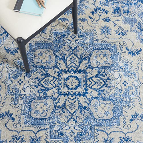 Safavieh Brentwood Collection Area Rug - 5'3" x 7'6", Blue & Ivory, Oriental Medallion Design, Non-Shedding & Easy Care, Ideal for High Traffic Areas in Living Room, Bedroom (BNT837M)