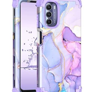 Hekodonk for Moto G 5G 2022 Case,Heavy Duty Shockproof Protection Hard Plastic+Silicone Rubber Hybrid Protective Case for Moto G 5G 2022 Purple Marble