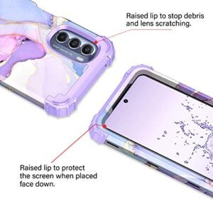 Hekodonk for Moto G 5G 2022 Case,Heavy Duty Shockproof Protection Hard Plastic+Silicone Rubber Hybrid Protective Case for Moto G 5G 2022 Purple Marble