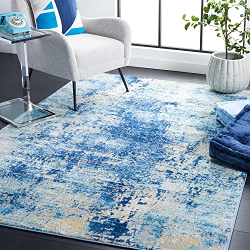 Safavieh Jasper Collection Area Rug - 8' x 10', Navy & Ivory, Modern Abstract Design, Non-Shedding & Easy Care, Ideal for High Traffic Areas in Living Room, Bedroom (JSP140N)