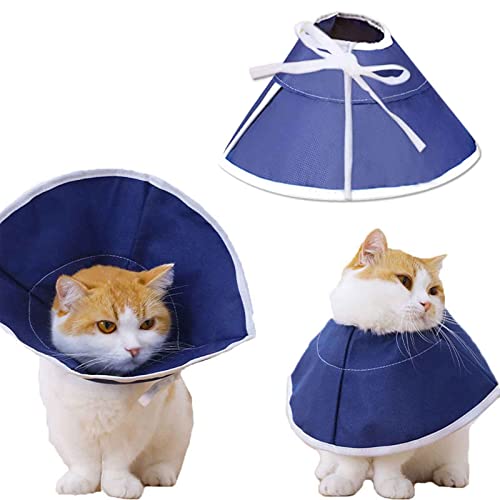 Soft Cloth Cat Cone Collar for Cats Kitten, Recovery Elizabethan Cone for Cat After Surgery, Adjustable E Cone Collar Loops,Cat Anti Licking Protective Wound Healing Collar (M)