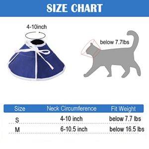 Soft Cloth Cat Cone Collar for Cats Kitten, Recovery Elizabethan Cone for Cat After Surgery, Adjustable E Cone Collar Loops,Cat Anti Licking Protective Wound Healing Collar (M)