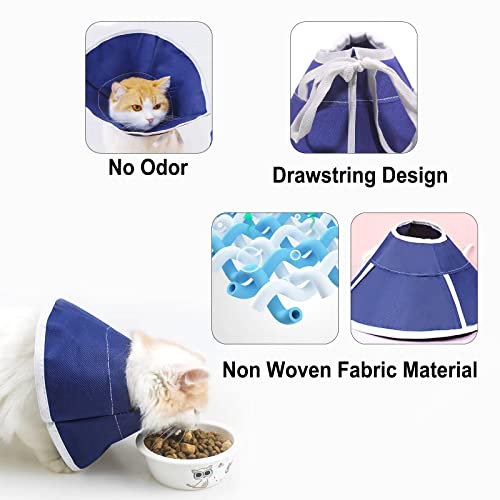 Soft Cloth Cat Cone Collar for Cats Kitten, Recovery Elizabethan Cone for Cat After Surgery, Adjustable E Cone Collar Loops,Cat Anti Licking Protective Wound Healing Collar (M)