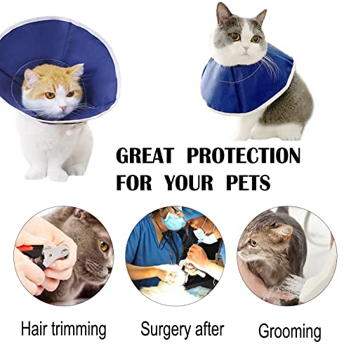 Soft Cloth Cat Cone Collar for Cats Kitten, Recovery Elizabethan Cone for Cat After Surgery, Adjustable E Cone Collar Loops,Cat Anti Licking Protective Wound Healing Collar (M)