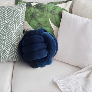 xswpl knot ball pillow round throw pillows soft household decorative pillows sofa decor throw pillows (navy blue, 10.6inch)