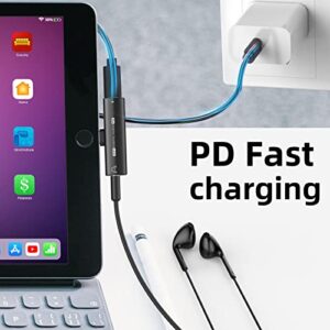 USB C to 3.5mm Headphone and Charger Adapter, 2-in-1 USB Type C to AUX Mic Jack Dongle Cable with PD 60W Fast Charging Compatible with Samsung Galaxy S20 S21+ S22 S23 Ultra,Note 20 10,Pixel,iPad Pro