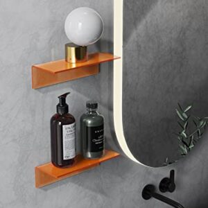 Weronique Floating Shelves Small Acrylic Shelf with 2 Installations Wall Mounted Thicker Display Shelves Set of 2 for Smart Speaker/Action Figures/Security Camera, with Cable Clips, Neon Orange