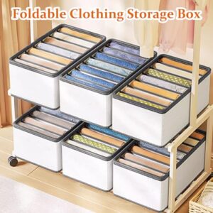 Wardrobe Clothes Drawer Organizer, Upgraded PP Board Foldable Drawers Organizer for Clothes, 7 Grids Washable Compartment Clothing Closet Organizer for Jeans,Pants,T-Shirts,Dresse (2PCS Large)