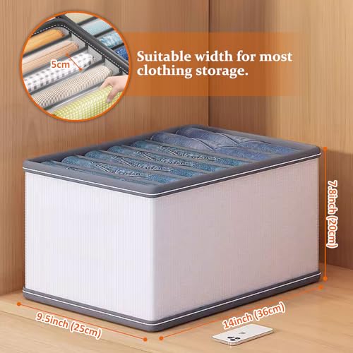 Wardrobe Clothes Drawer Organizer, Upgraded PP Board Foldable Drawers Organizer for Clothes, 7 Grids Washable Compartment Clothing Closet Organizer for Jeans,Pants,T-Shirts,Dresse (2PCS Large)