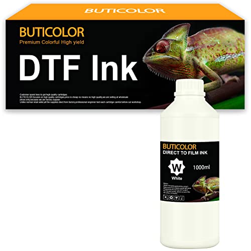 BUTICOLOR DTF White Ink for DTF Heat Transfer Film Printing Used for Printhead L1800 L805 R1390 4720 I3200 XP600 DX7 DX5 5113(1-Pack,1000ml)