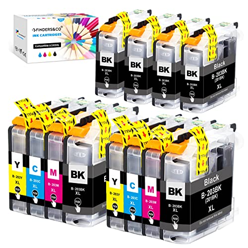 LC203 LC201 Ink Cartridges for Brother LC201XL LC203XL Ink to Work with Brother MFC-J460DW MFC-J480DW MFC-J485DW MFC-J680DW MFC-J885DW Printer (6BK 2C 2M 2Y, 12 Pack)