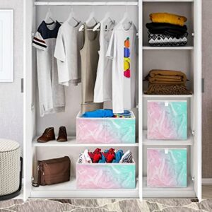 Kigai Cube Storage Bin Water Ripple Pink & Aqua Foldable Storage Basket Toy Storage Box for Home Organizing Shelf Closet Bins, 11 x 11 x 11-Inch