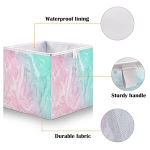 Kigai Cube Storage Bin Water Ripple Pink & Aqua Foldable Storage Basket Toy Storage Box for Home Organizing Shelf Closet Bins, 11 x 11 x 11-Inch