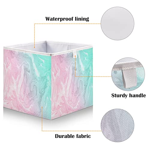 Kigai Cube Storage Bin Water Ripple Pink & Aqua Foldable Storage Basket Toy Storage Box for Home Organizing Shelf Closet Bins, 11 x 11 x 11-Inch