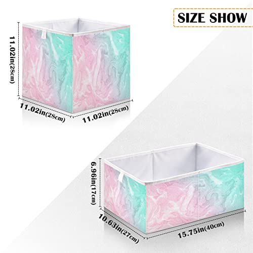 Kigai Cube Storage Bin Water Ripple Pink & Aqua Foldable Storage Basket Toy Storage Box for Home Organizing Shelf Closet Bins, 11 x 11 x 11-Inch