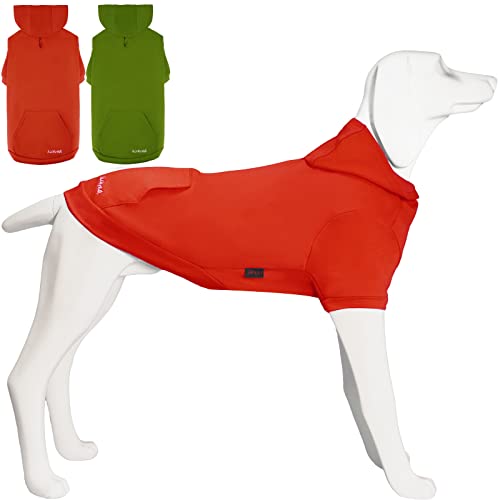 Kickred 2 Pieces Basic Cotton Dog Hoodie Sweater, Soft Pet Clothes Dog Sweatshirts, Dog Outfit Coat Pullover with Pocket and Leash Hole for Small Medium Large Dogs, L