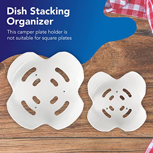 (2-Set) Upgrade RV Plate Holder, Dish Stacking Organizer - Small Stacker Fits Up to 7 1/4” Plates - with Non-Slip Backing - Protect Plates During Travel