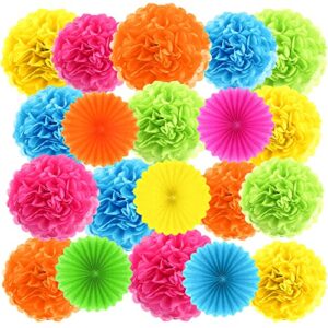 60 pcs tissue paper pom poms 10,12,14 inch paper flowers colorful paper party decorations paper flower balls for celebration party birthday wedding fiesta christmas decorations and outdoor decor
