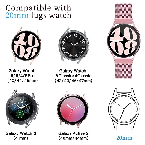 3 Packs Soft Milanese Samsung Watch 6/5/4 Band, 20mm Breathable & Comfortable band, Compatible with Galaxy Watch 6 Band/Watch 6 Classic Band/Galaxy Watch 5 Band/Galaxy Watch 4 Band/Watch 5 Pro