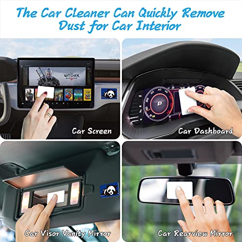 Car Screen Cleaner Wipes, Reusable Car Interior Cleaning Cloth Sticker Assecories for for Display, Sun Visor, Dashboard, Center Control, GPS Dust Detail Removal-Cute Design With Storage Box (10 Pack)