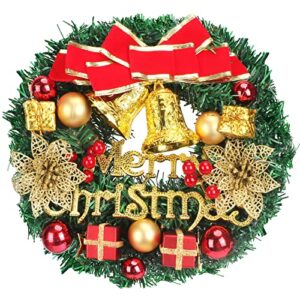 skycase christmas wreath, 32cm/2.6 inch artificial christmas decoration crafts wreath with bell for front door holiday party wedding office home garden christmas tree wall decor