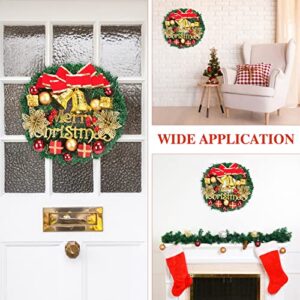 Skycase Christmas Wreath, 32cm/2.6 inch Artificial Christmas Decoration Crafts Wreath with Bell for Front Door Holiday Party Wedding Office Home Garden Christmas Tree Wall Decor