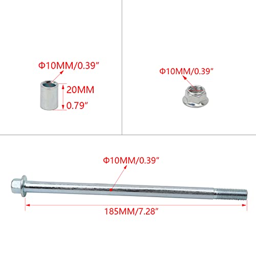 Mokuo 10mm 200mm Front Rear Axle with Bushing 20mm Fit for Motorcycle Pit Dirt Bike Moped Scooter QUAD ATV Mini Bike Parts