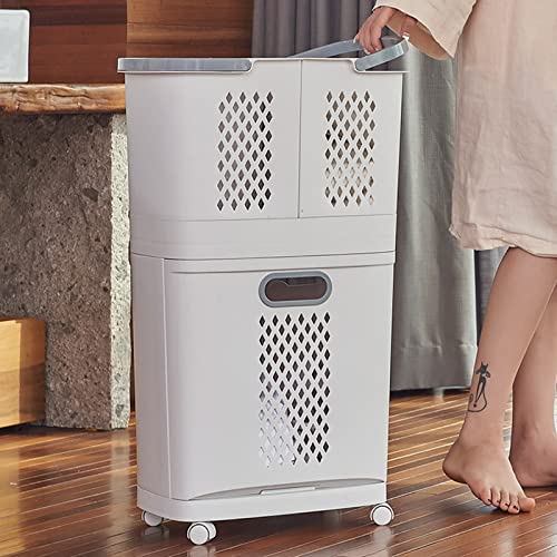 Laundry Hamper, Large Storage Basket Sorter 3 Tiers Organizer for Dirty Clothes Toys Towel,Heavy Duty Laundry Cart Baskets with Wheels in Laundry Room Organization