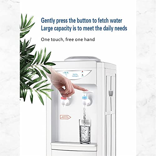 Water Cooler Dispenser 3-5 Gallon Bottles,Top Loading Hot & Cold Water Dispenser, Child Safety Lock Water Cooler for Indoor Home Office Use with Storage Cabinet, White