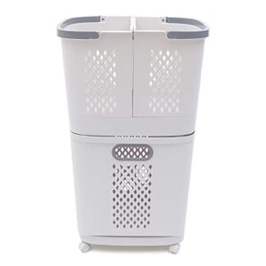 2 Layer Storage Basket Movable Household Laundry Basket, Floor-Standing 360° Rolling Large Laundry Basket, Multi-layerClothes Organizer Basket for Kitchen,living Room and Bathroom (2 Layer)