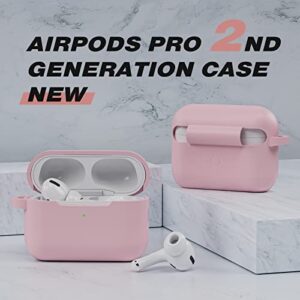 LTDXYD for Airpods Pro 2nd Generation Case Cover 2022 with Keychain, Full Protective Silicone Skin Cover Shock-Absorbing Protective Accessories for Apple Latest AirPods Pro 2 Case (Pink)