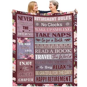 retirement gifts for women & men, soft retirement blanket 60"x50", happy retirement gifts for coworker police teacher nurses dad mom, best thoughtful classy female retirement gifts
