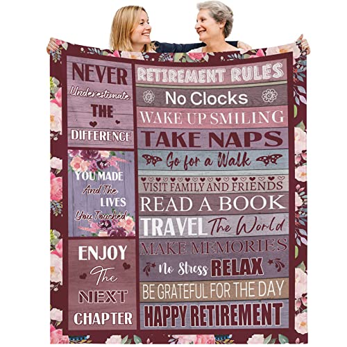 Retirement Gifts for Women & Men, Soft Retirement Blanket 60"X50", Happy Retirement Gifts for Coworker Police Teacher Nurses Dad Mom, Best Thoughtful Classy Female Retirement Gifts