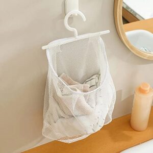 Homoyoyo 2Pcs Hanging Mesh Bags with Hook Kitchen Mesh Clothespin Bags Mesh Laundry Net for Potatoes Fruits Clothes (White)