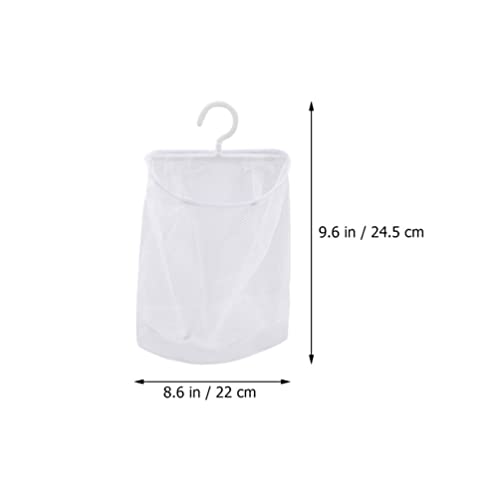 Homoyoyo 2Pcs Hanging Mesh Bags with Hook Kitchen Mesh Clothespin Bags Mesh Laundry Net for Potatoes Fruits Clothes (White)