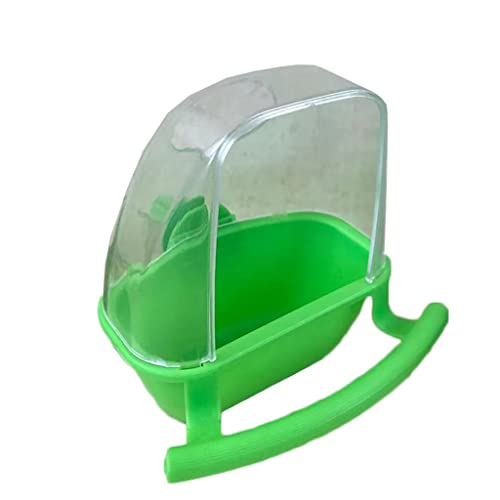 ZHIQIAN Plastic Bird Feeder, Pet Bird Food Feeder with Perch, Food Feeder Food Container for Parrots Budgie Cockatiel Pigeon Bird Cage Accessories(Green)