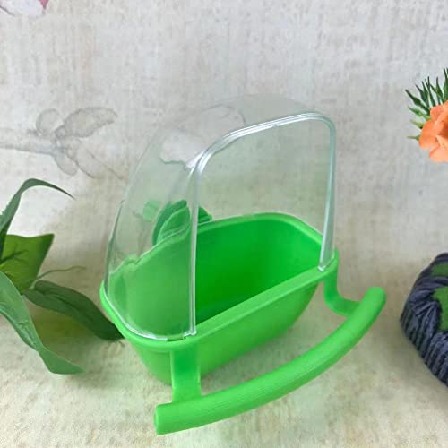 ZHIQIAN Plastic Bird Feeder, Pet Bird Food Feeder with Perch, Food Feeder Food Container for Parrots Budgie Cockatiel Pigeon Bird Cage Accessories(Green)