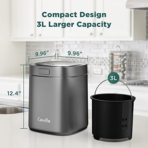 Electric Compost Bin Kitchen | Smart Kitchen Waste Composter | Food Composter Indoor/Outdoor | Food Cycler with 3L Capacity | Compost Machine for Apartment Countertop | Cavdle WasteCycler | Black