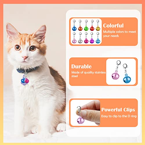 10 Pcs Cat Bells, Dog Cat Bell for Collar with Loud Crisp Sound, Small Dog Cat Collar Bells Made of Sturdy Metal, Pet Bell Dog Cat Collar Charms in Random Color, Jingle Bell for Christmas Decoration