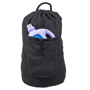 laundry bag backpack for college, large laundry bag with detergent holder and adjustable shoulder straps, durable clothes travel laundry backpack hamper bag dorm room essentials (black)