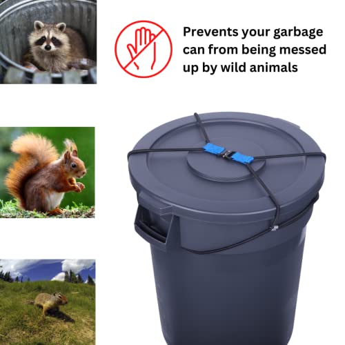 COONIUM Trash Can Lid Lock, Garbage Can Lock for Animals, Bungee Cord with Heavy-Duty Metal Buckle, Fits 30-50 Gallons Can (Trash Can Not Included)