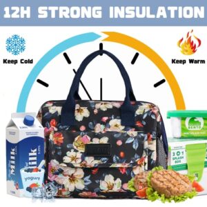 INSMEER Lunch Bags for Women, 16 Can(10L) Large Insulated Lunch Box Collapsible Leakproof, Adult Lunch Bags Women with Multi-Pocket Reusable Lunch Bag for Work, Office, School, Picnic (Rose)