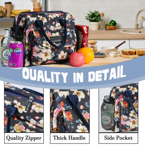 INSMEER Lunch Bags for Women, 16 Can(10L) Large Insulated Lunch Box Collapsible Leakproof, Adult Lunch Bags Women with Multi-Pocket Reusable Lunch Bag for Work, Office, School, Picnic (Rose)