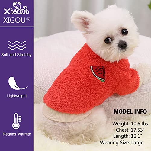 XIGOU 2-Pack Dog Sweater, Puppy Dog Sweaters for Small Dogs, Winter Warm Puppy Pet Coat Soft Sweaters Dog Clothes for Small Dogs Girls Boys, Cat Apparel, Red, Green, X-Large