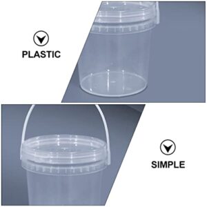 Hemoton Soup Pail 2Pcs 1L (33.8 oz) Clear Plastic Bucket with Lid and Handle, Ice Cream Tub with Lids - Food Grade Freezer and Microwave Safe Food Storage Containers Food Storage Bucket