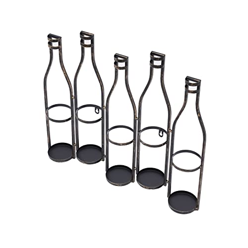 Gdrasuya10 Wall Wine Rack, 5 Bottles Wall-Mounted Wine Racks Wine Holder for Kitchen, Dining Room, Bar, LxWxH: 23.2x3.5x19.6inch, Bronze