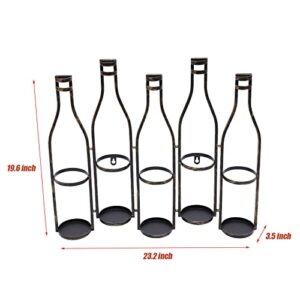 Gdrasuya10 Wall Wine Rack, 5 Bottles Wall-Mounted Wine Racks Wine Holder for Kitchen, Dining Room, Bar, LxWxH: 23.2x3.5x19.6inch, Bronze