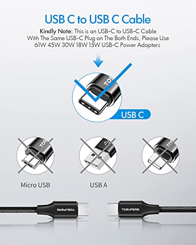 USB C to USB C Cable [3ft, 2-Pack], Fast Charging 60W, PD Type C Charger Cord Braided for Samsung Galaxy S23 S22 S21 S20 FE Note 20 Ultra Plus A72 A73 5G, Pixel 7 6 Pro 6a 5 4 3 3a XL & USB-C Charger