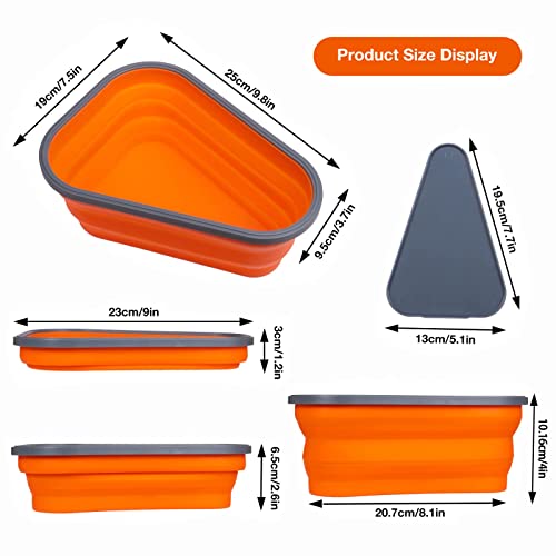 Pizza Pack Storage Containers Expandable Collapsible, Silicone Pizza Box with 5 Microwavable Serving Trays, Pizza Storage Containers for Travel Hiking Camping, Microwave and Dishwasher Safe (Orange)